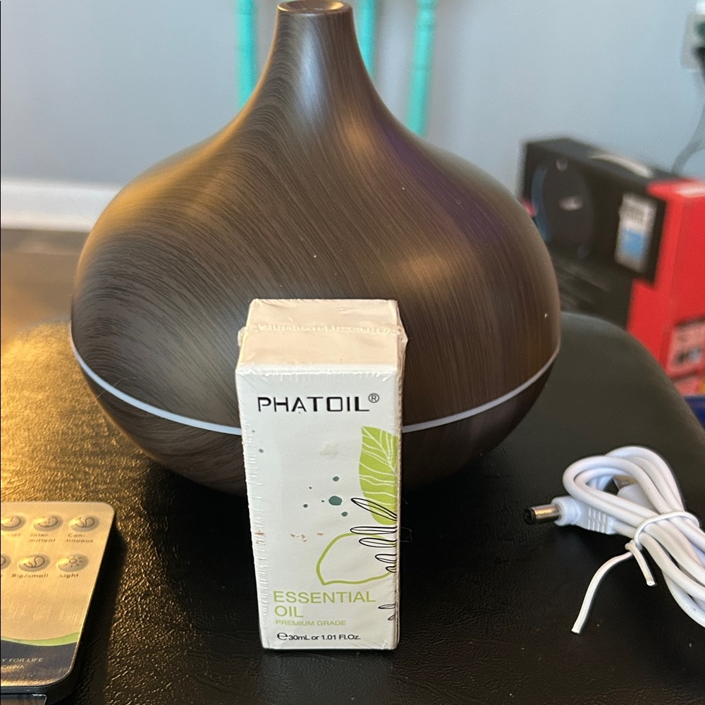 PhatOil Essential Oil with Brown Diffuser with Remote Timer